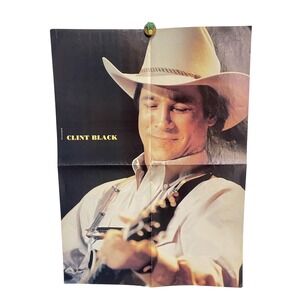Vintage Country Music Magazine Poster Clint Black Trisha‎ Yearwood 2 Side 16x21